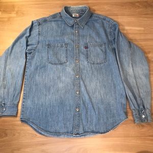 Levi's Men Red Tab Metal Button Down Denim Shirt L